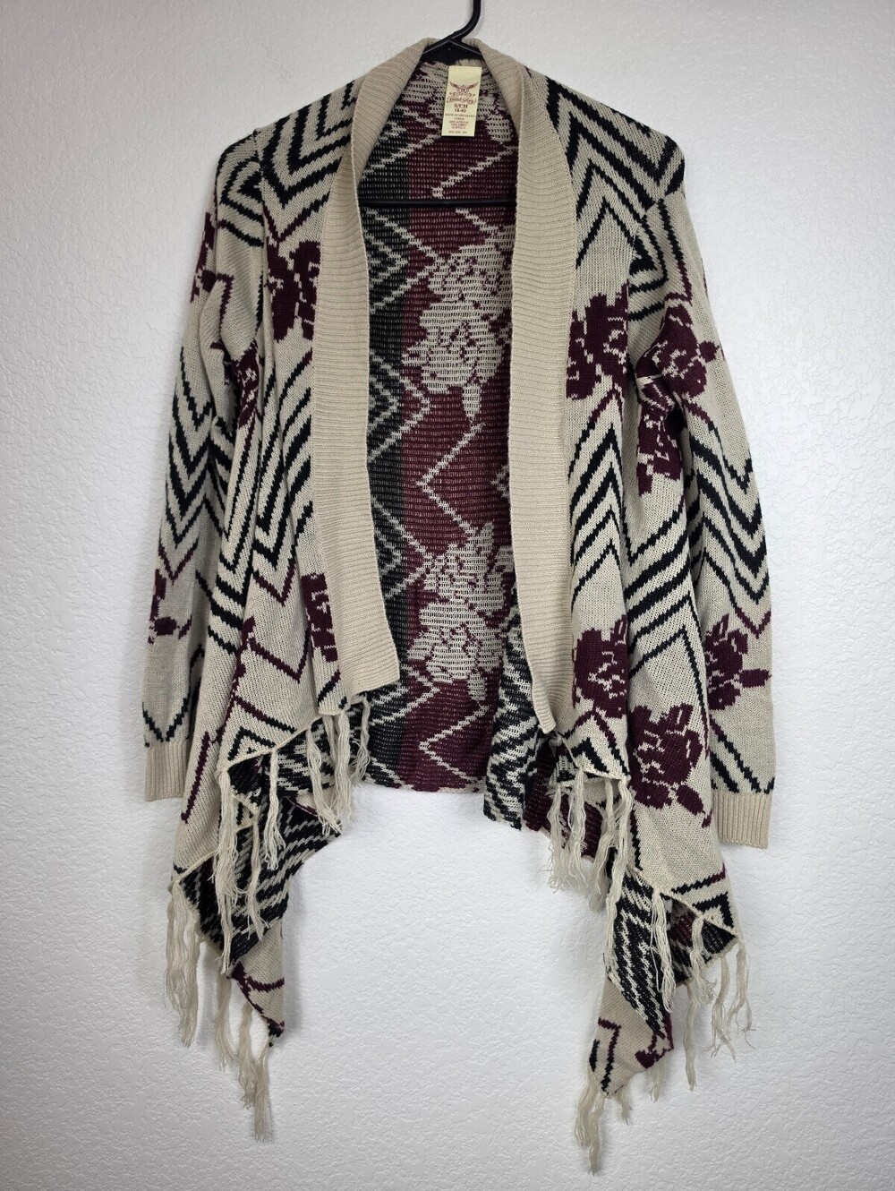 Vintage Faded Glory Women's Fringe Cardigan Sweater